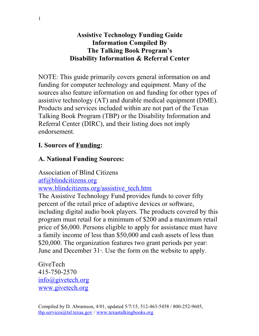 Assistive Technology Funding Guide