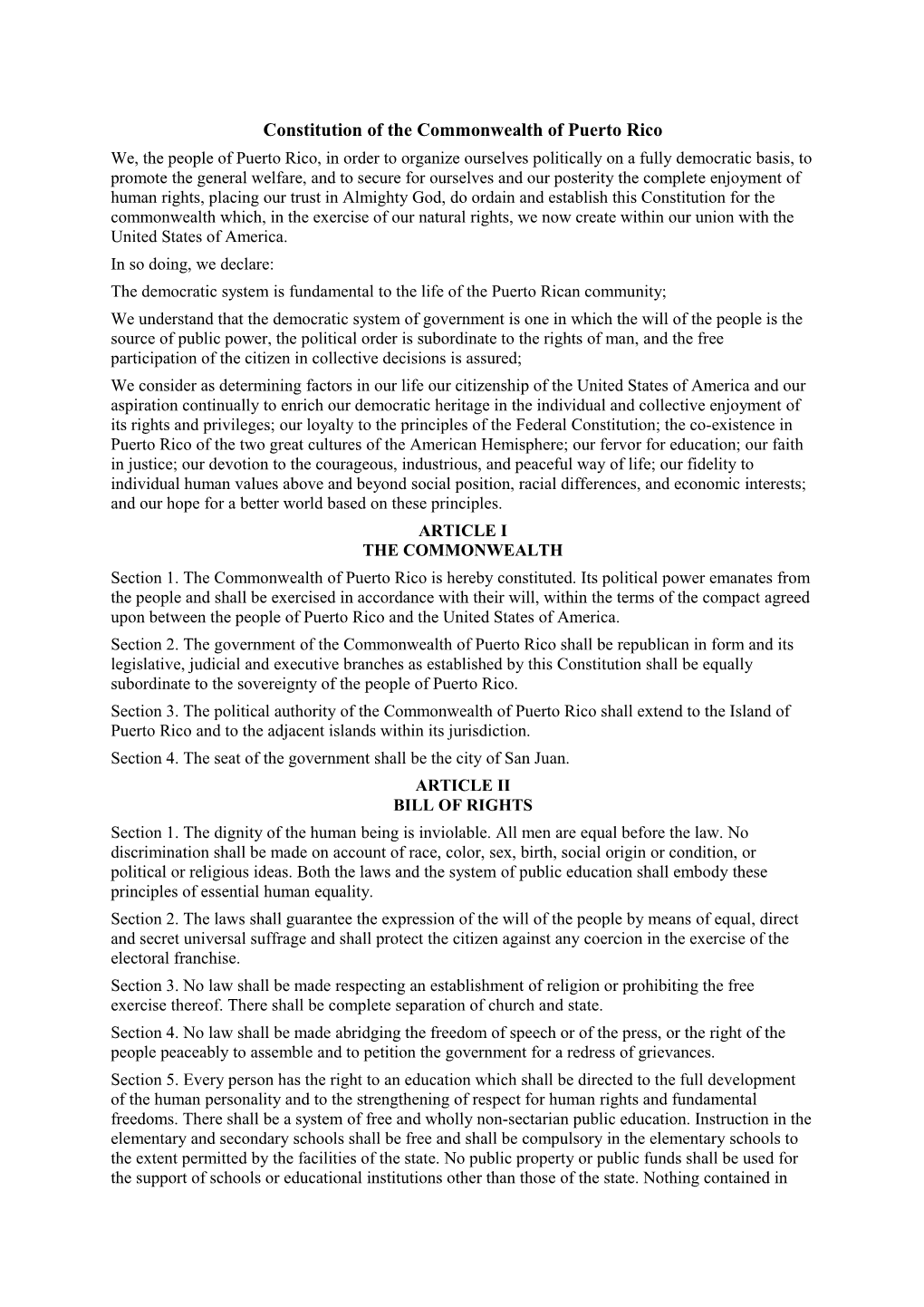 Constitution of the Commonwealth of Puerto Rico