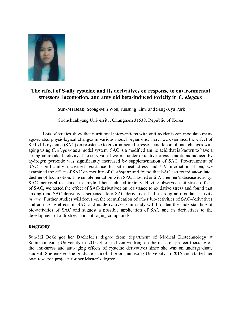 The Effect of S-Ally Cysteine and Its Derivatives on Response to Environmental Stressors