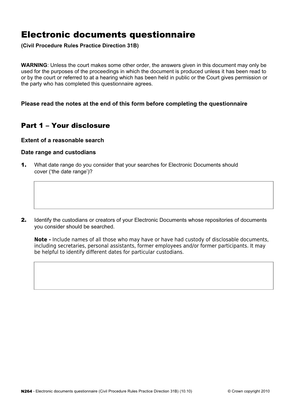 Electronic Documents Questionnaire