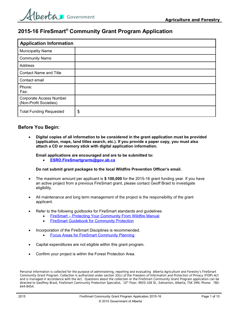 2008/2009 Firesmart Community Grant Program