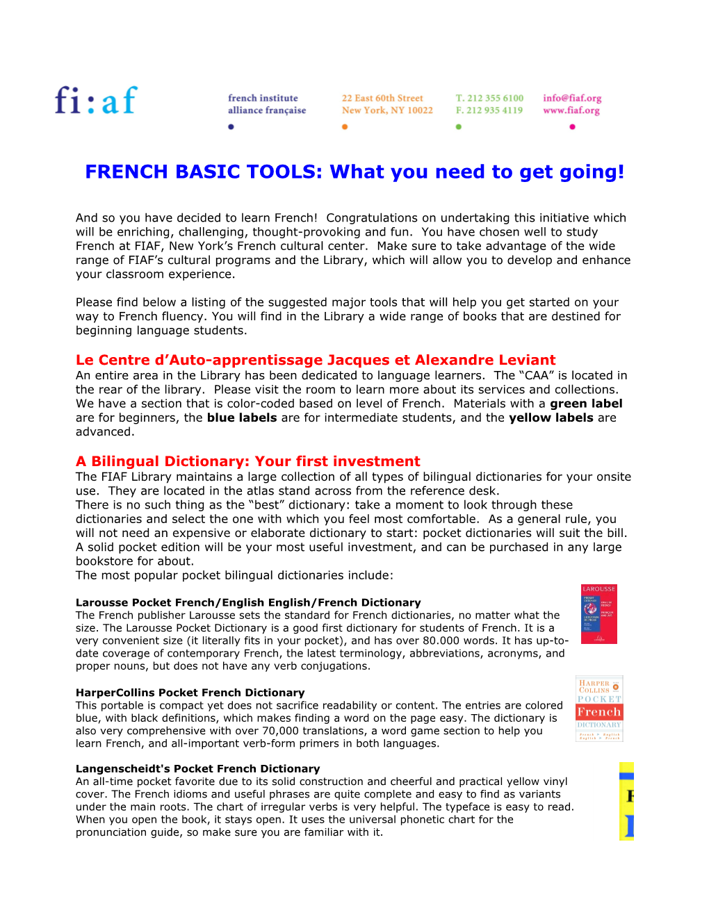 FRENCH BASICS: Franco File