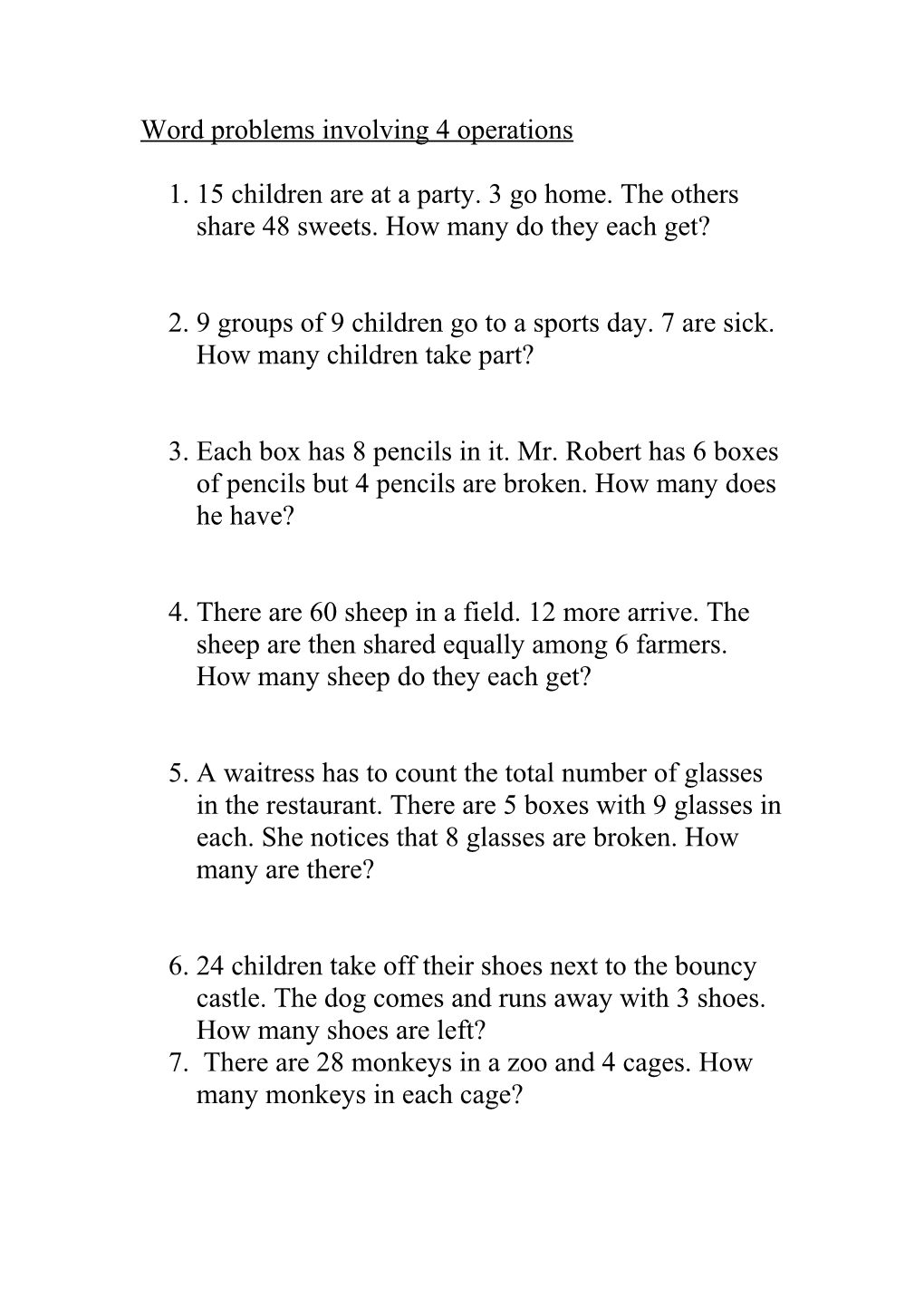 Word Problems Involving Multiplication and Division