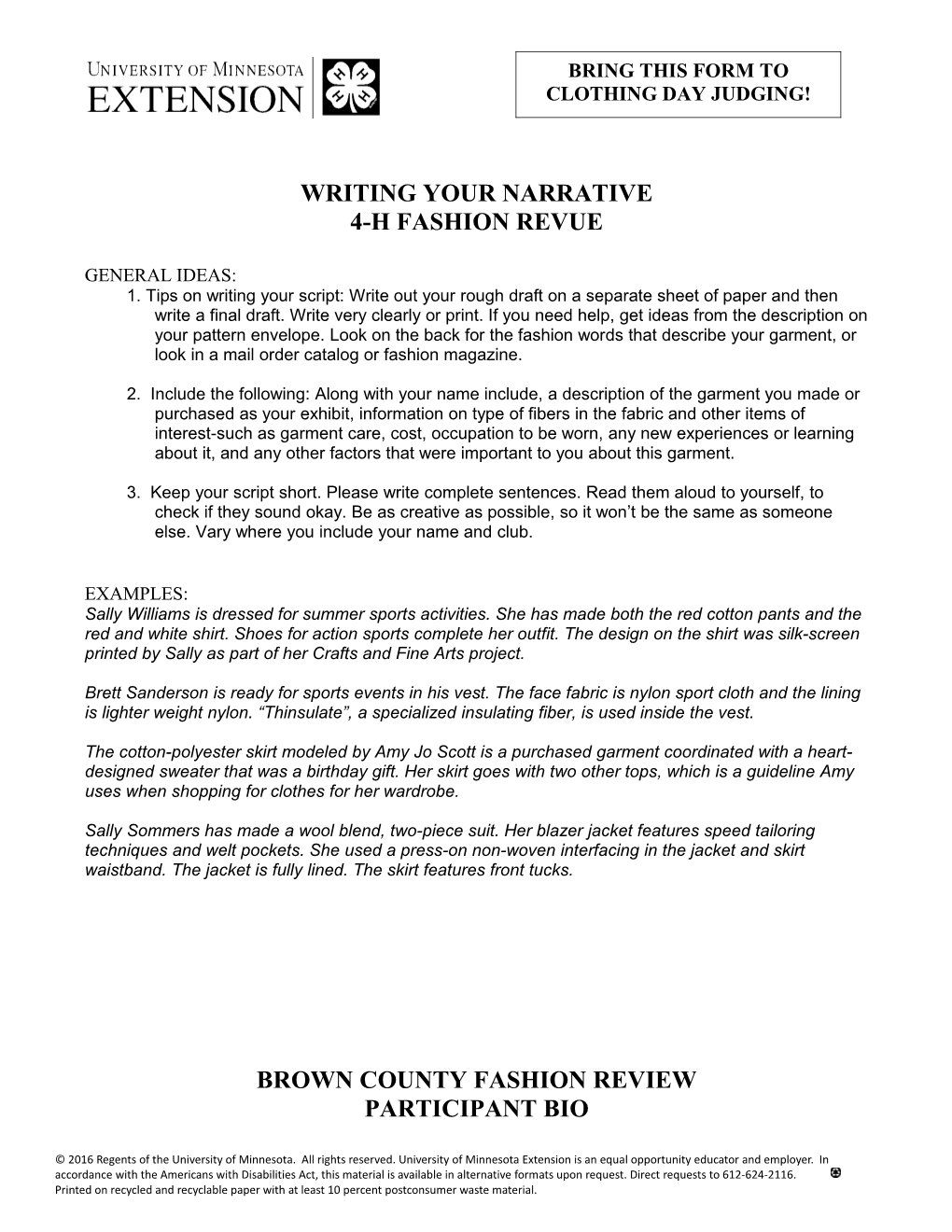 Writing Your Narrative