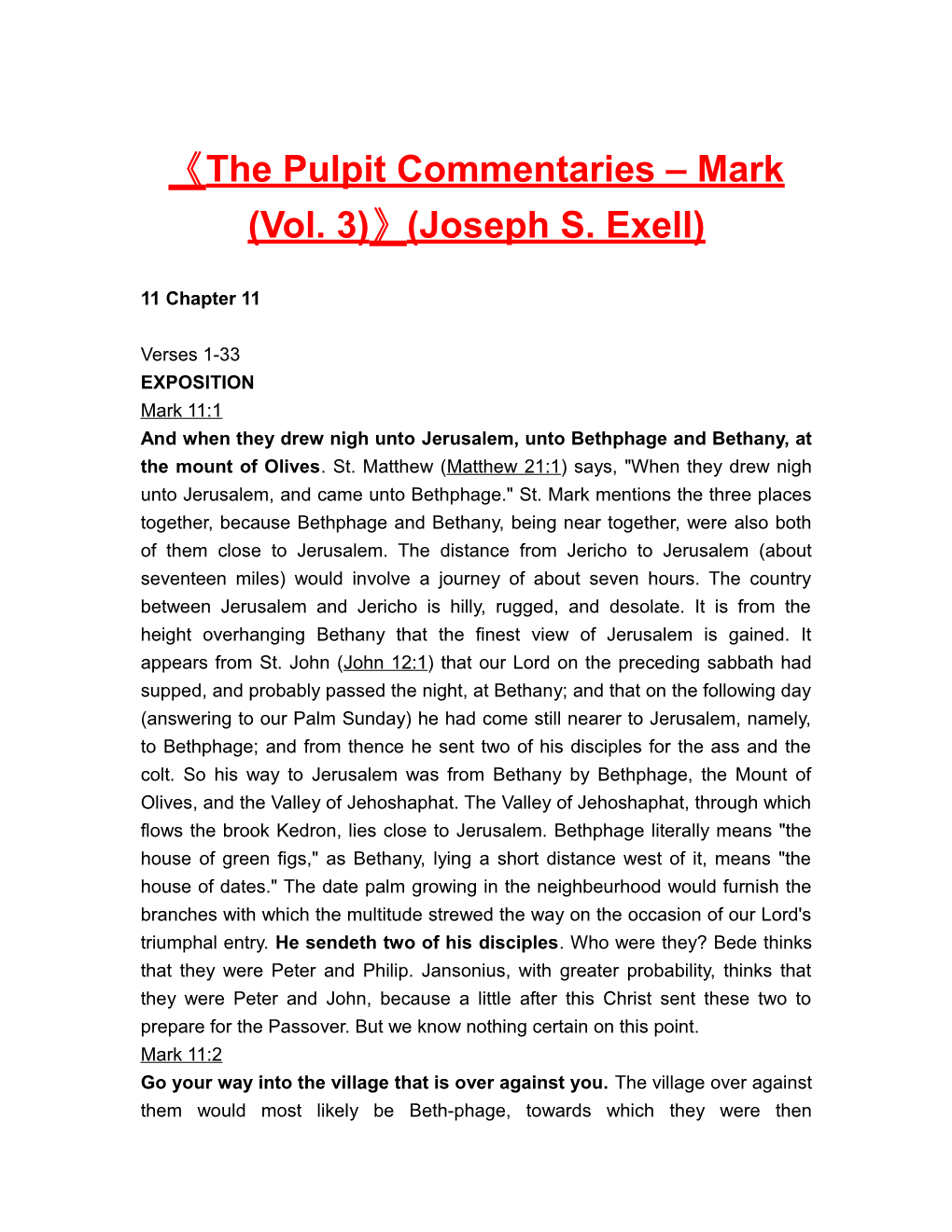 The Pulpit Commentaries Mark (Vol. 3) (Joseph S. Exell)