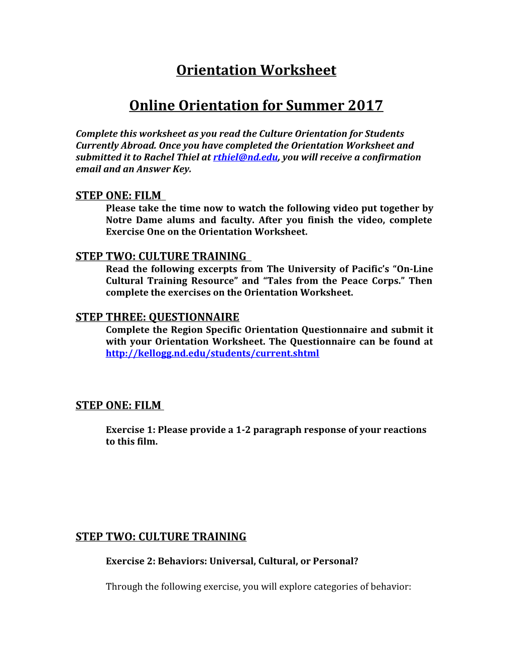 Online Orientation for Summer 2017