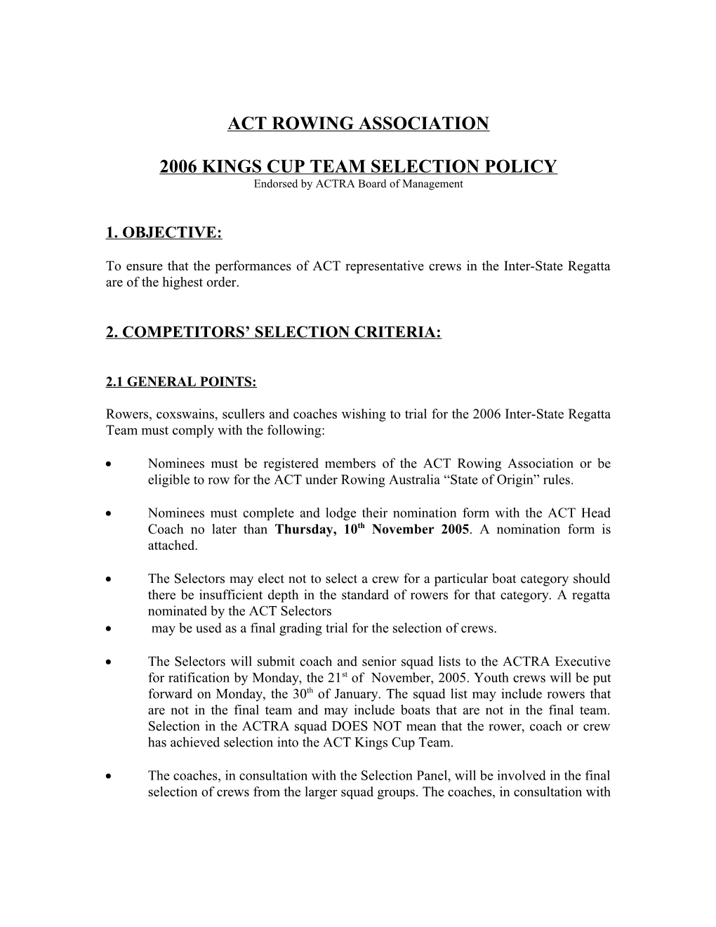Act Rowing Association