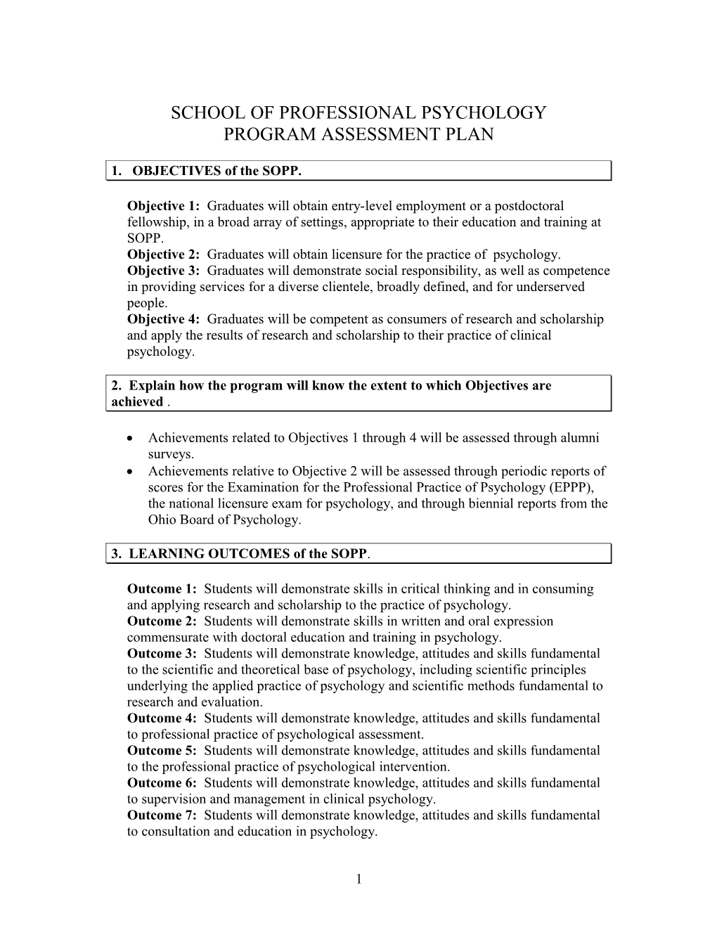 Template for Program Assessment Plans