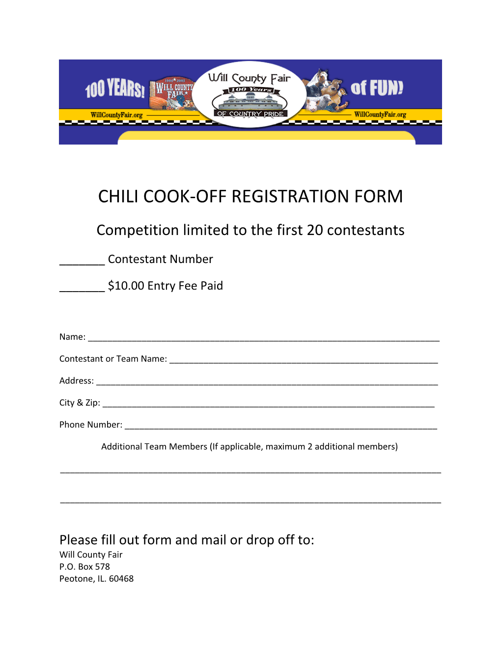 Chili Cook-Off Registration Form