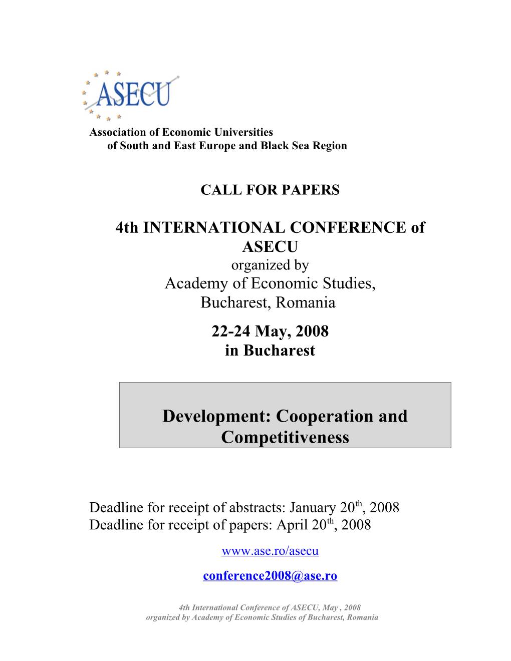 Call for Papers Svishtov, Bulgaria