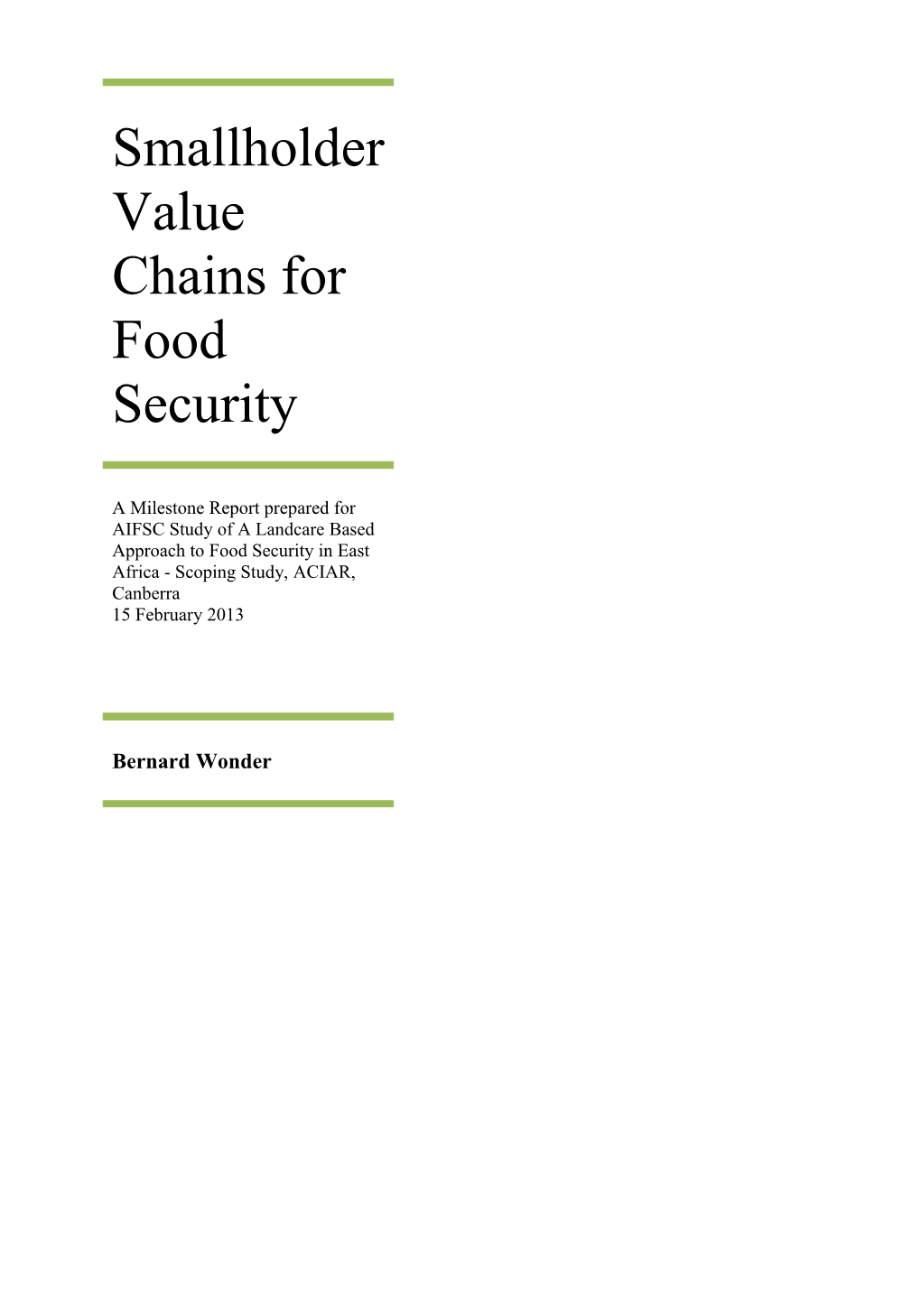 Smallholder Value Chains For Food Security
