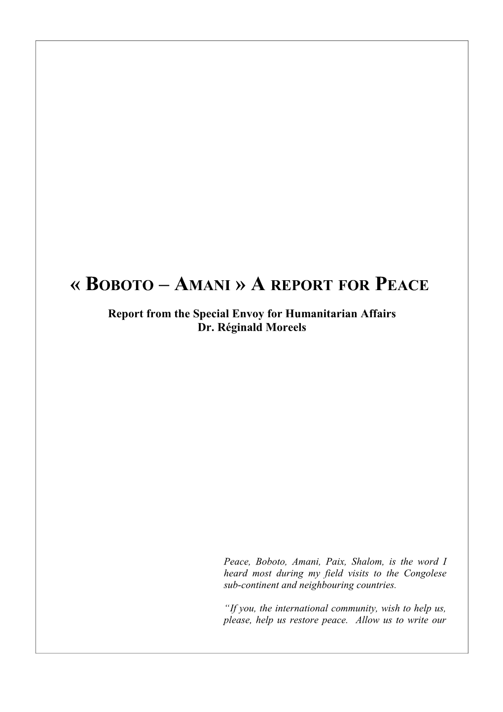 Rapport Boboto Amani De Paix