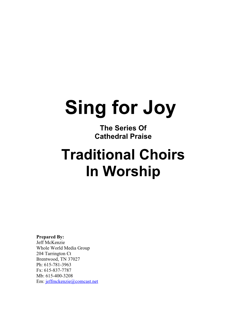 Sing for Joy Series