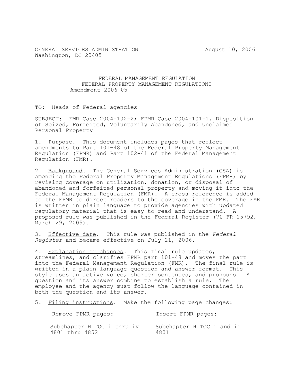 GENERAL SERVICES ADMINISTRATION August 10, 2006