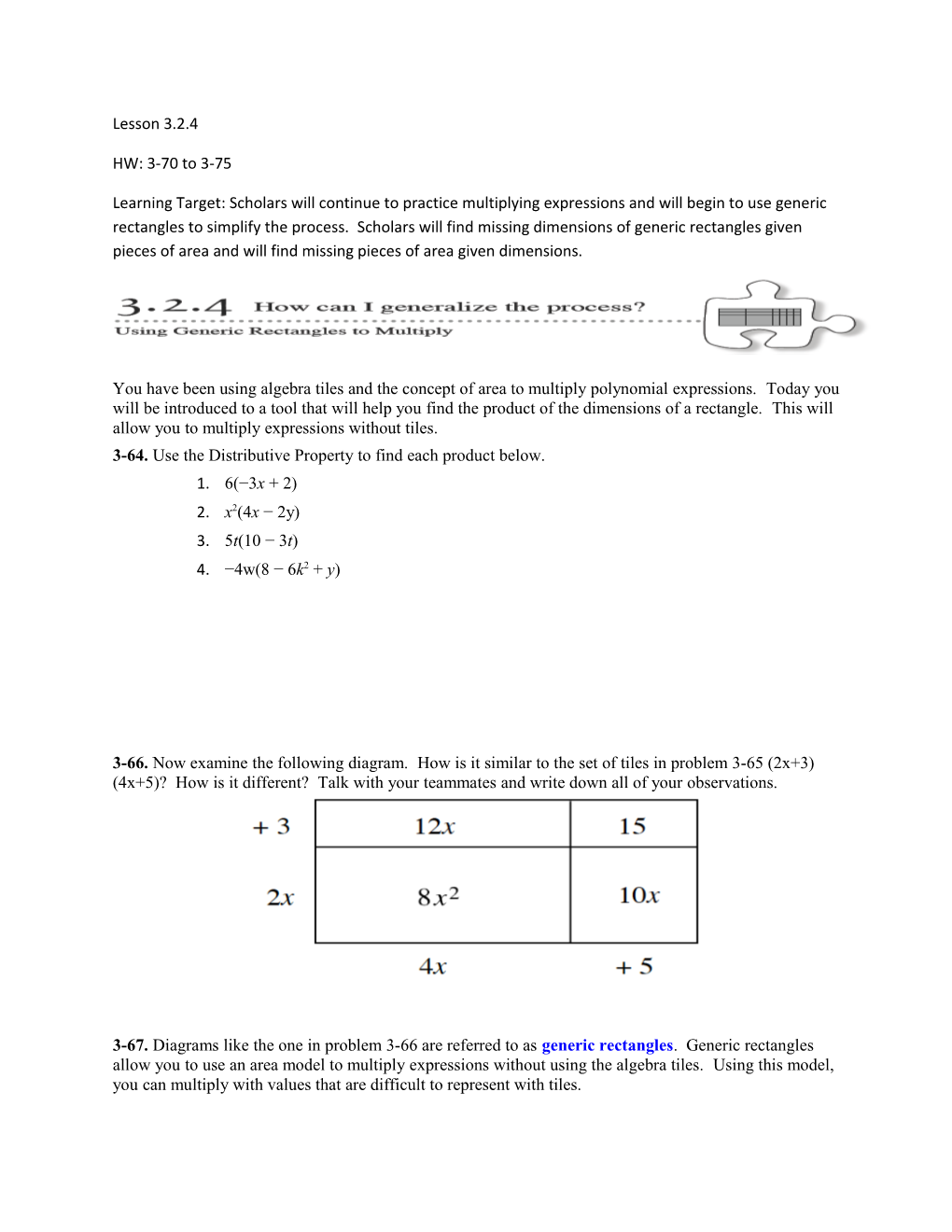 3-64. Use the Distributive Property to Find Each Product Below