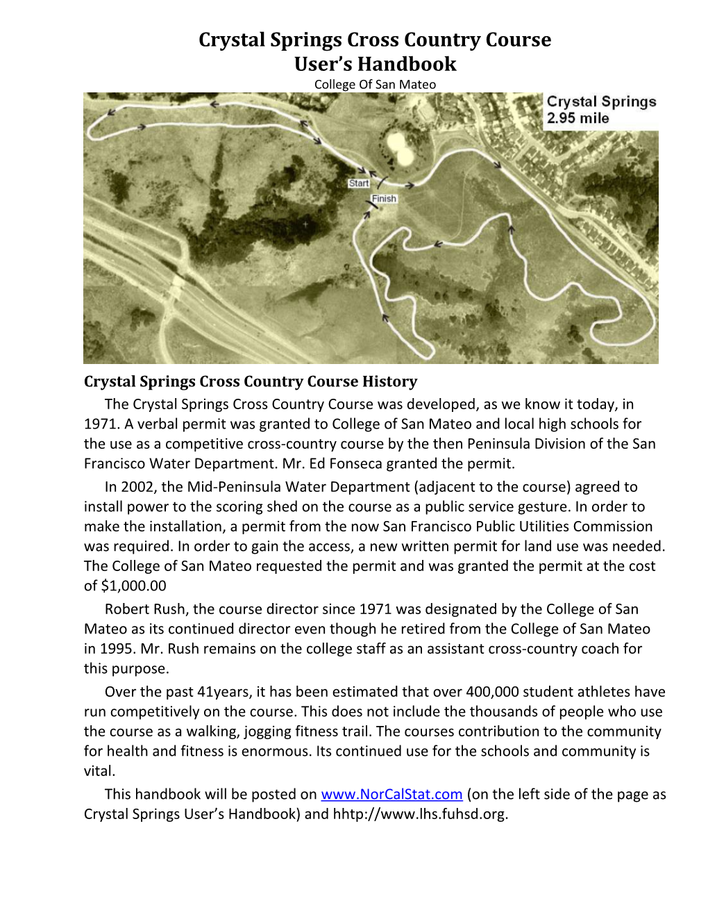 Crystal Springs Cross Country Course History