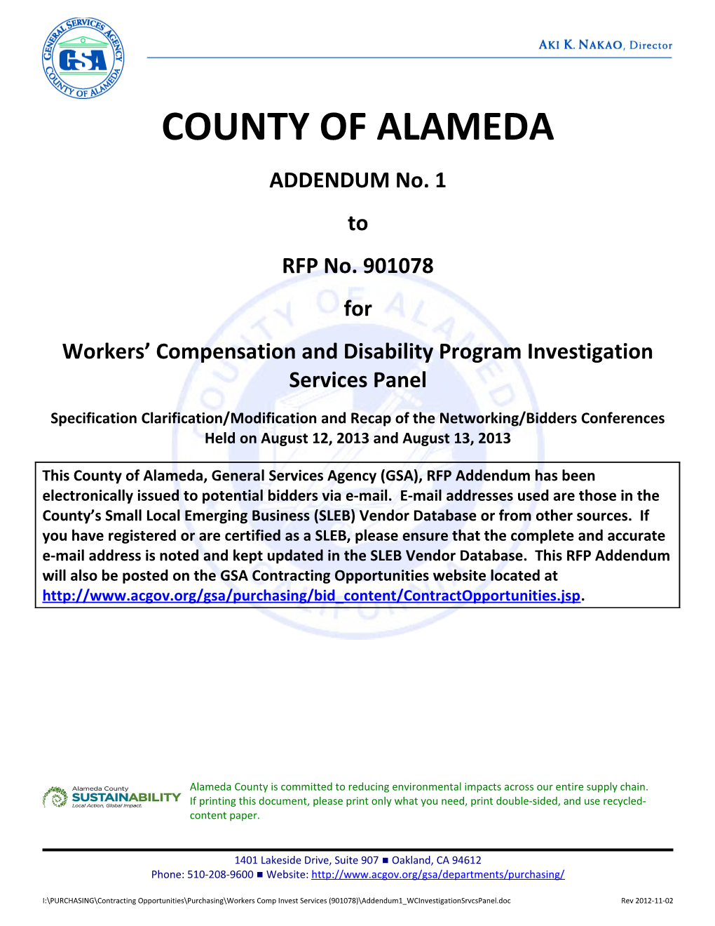 901078 Addendum 1 Workers' Compensation Investigation Panel