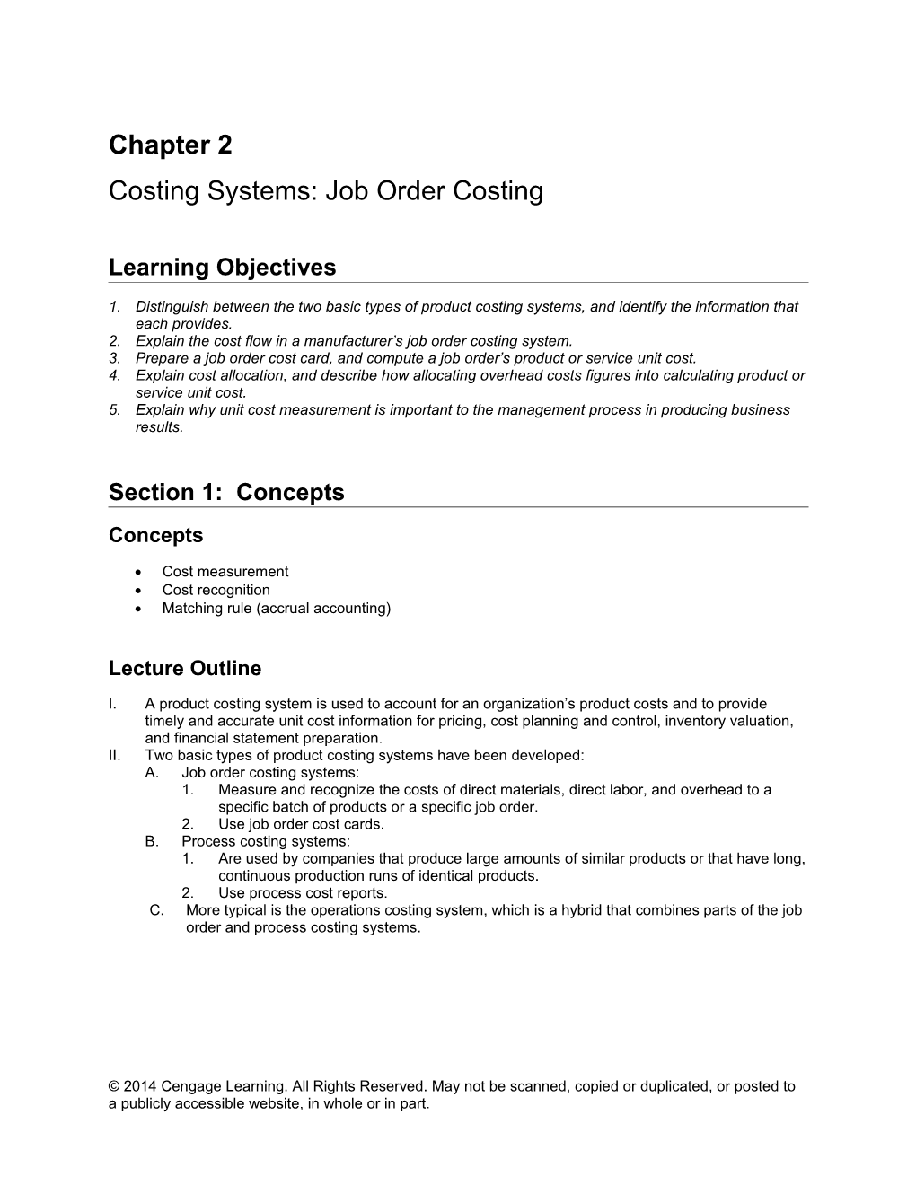 Chapter 2: Costing Systems: Job Order Costinginstructor S Manual, P. 1