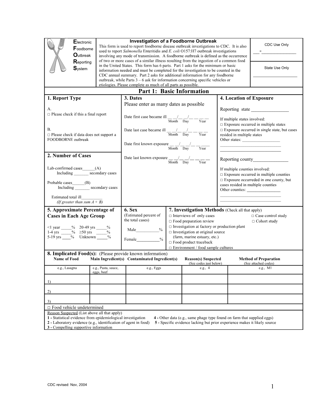 Investigation of a Foodborne Outbreak