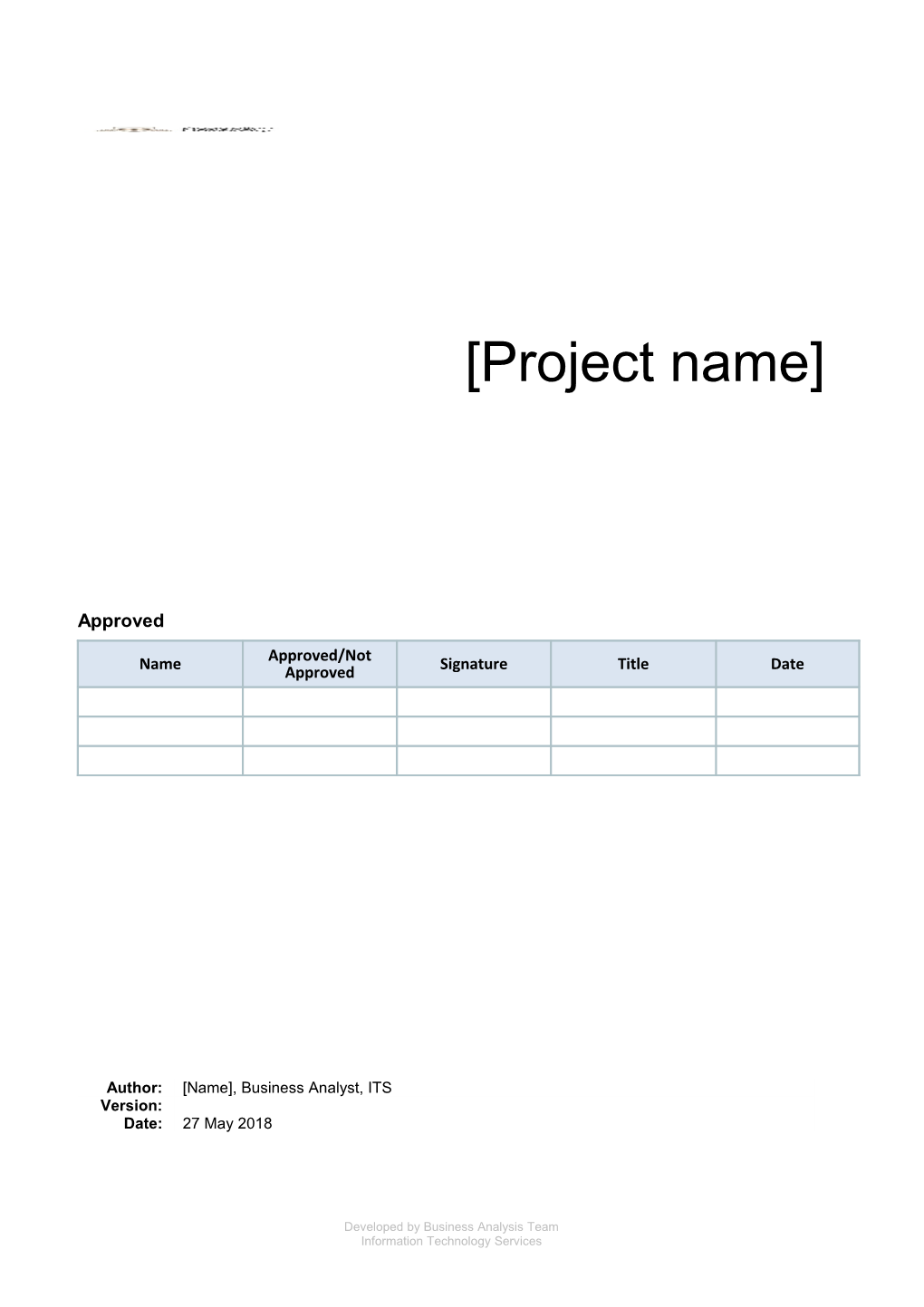 REQUIREMENTS MANAGEMENT PLAN Project Name