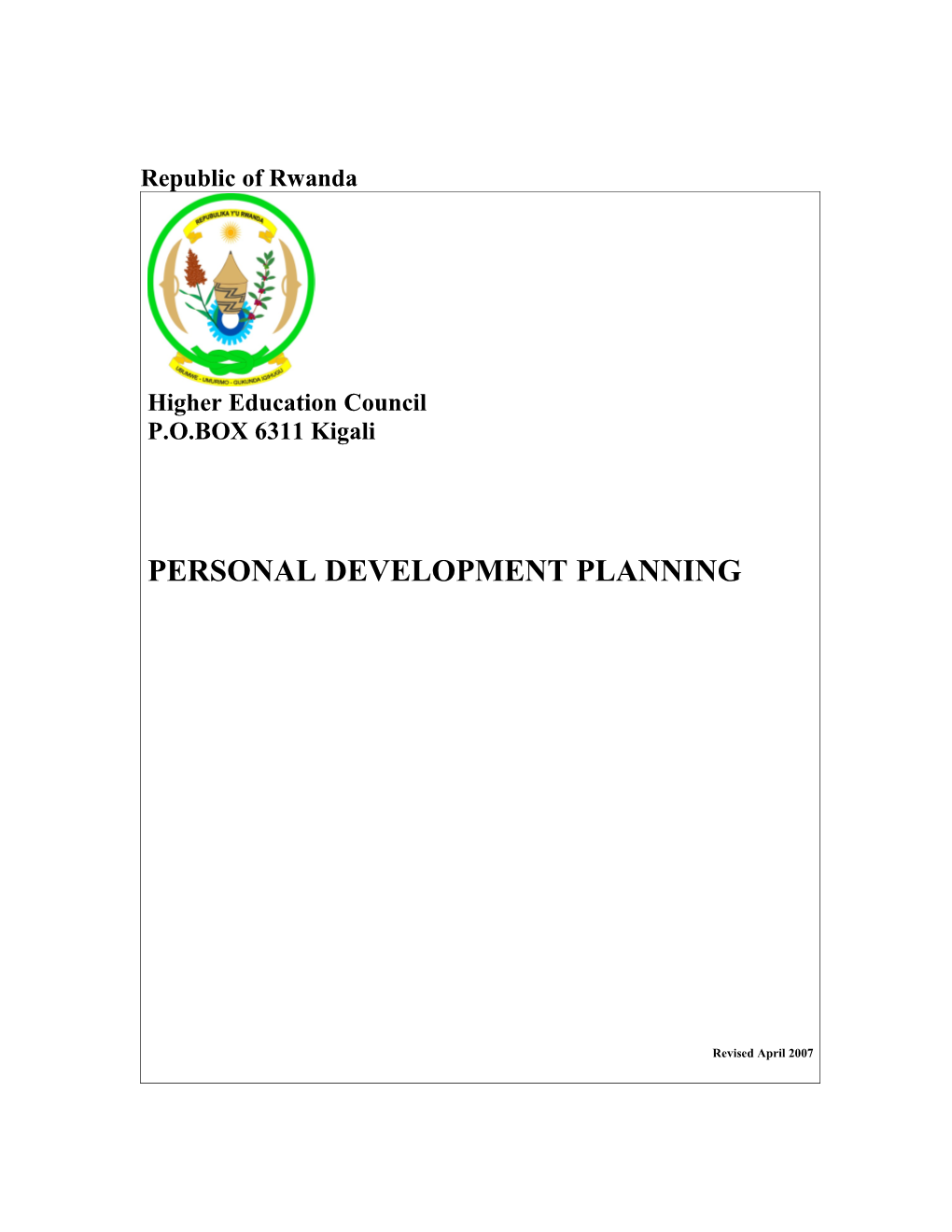 Personal Development Planning