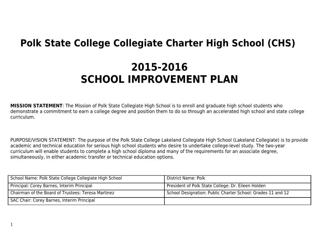 Polk State College Collegiate Charter High School (CHS)