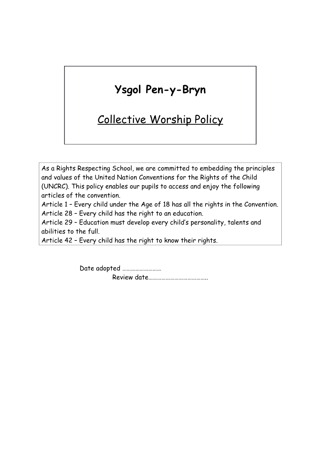 Collective Worship Policy s2