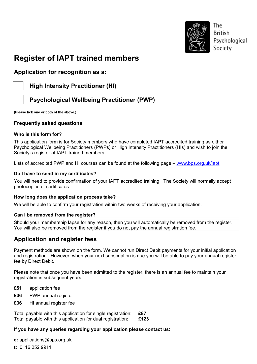 Register of IAPT Trained Members