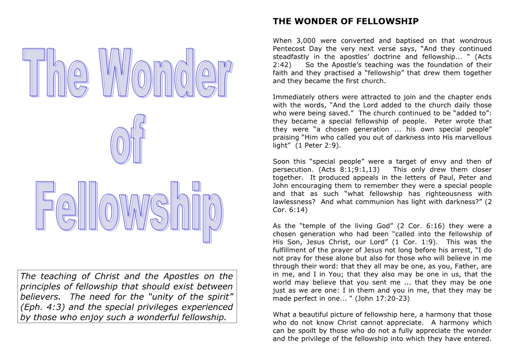 The Wonder of Fellowship