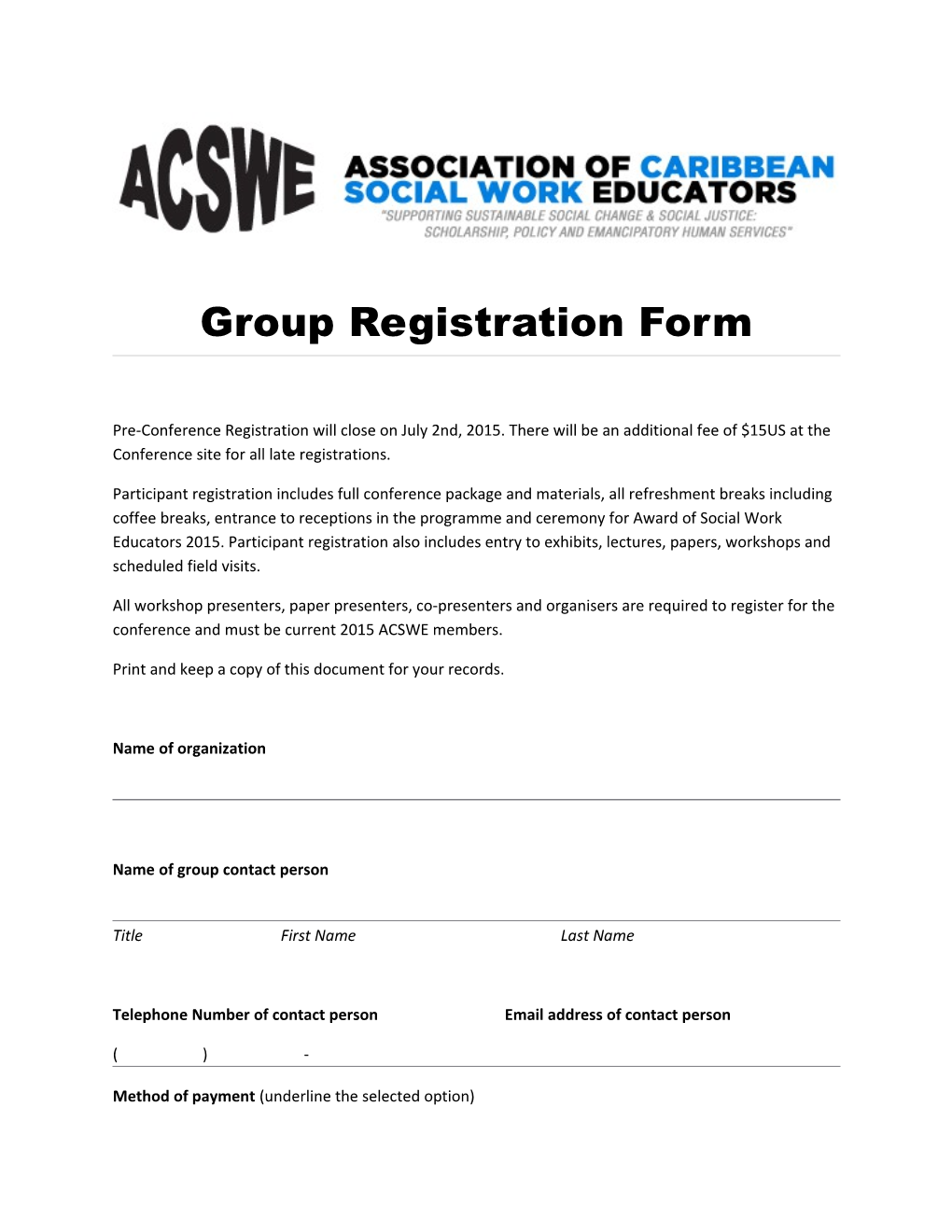 Group Registration Form