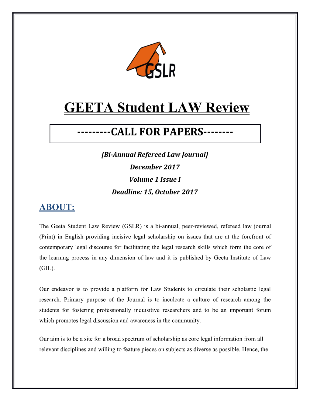 Bi-Annual Refereed Law Journal