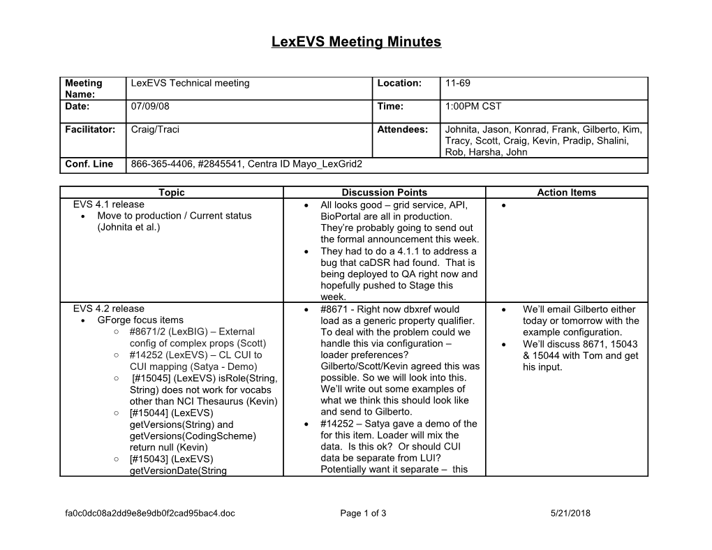 Lexevs Meeting Minutes s1
