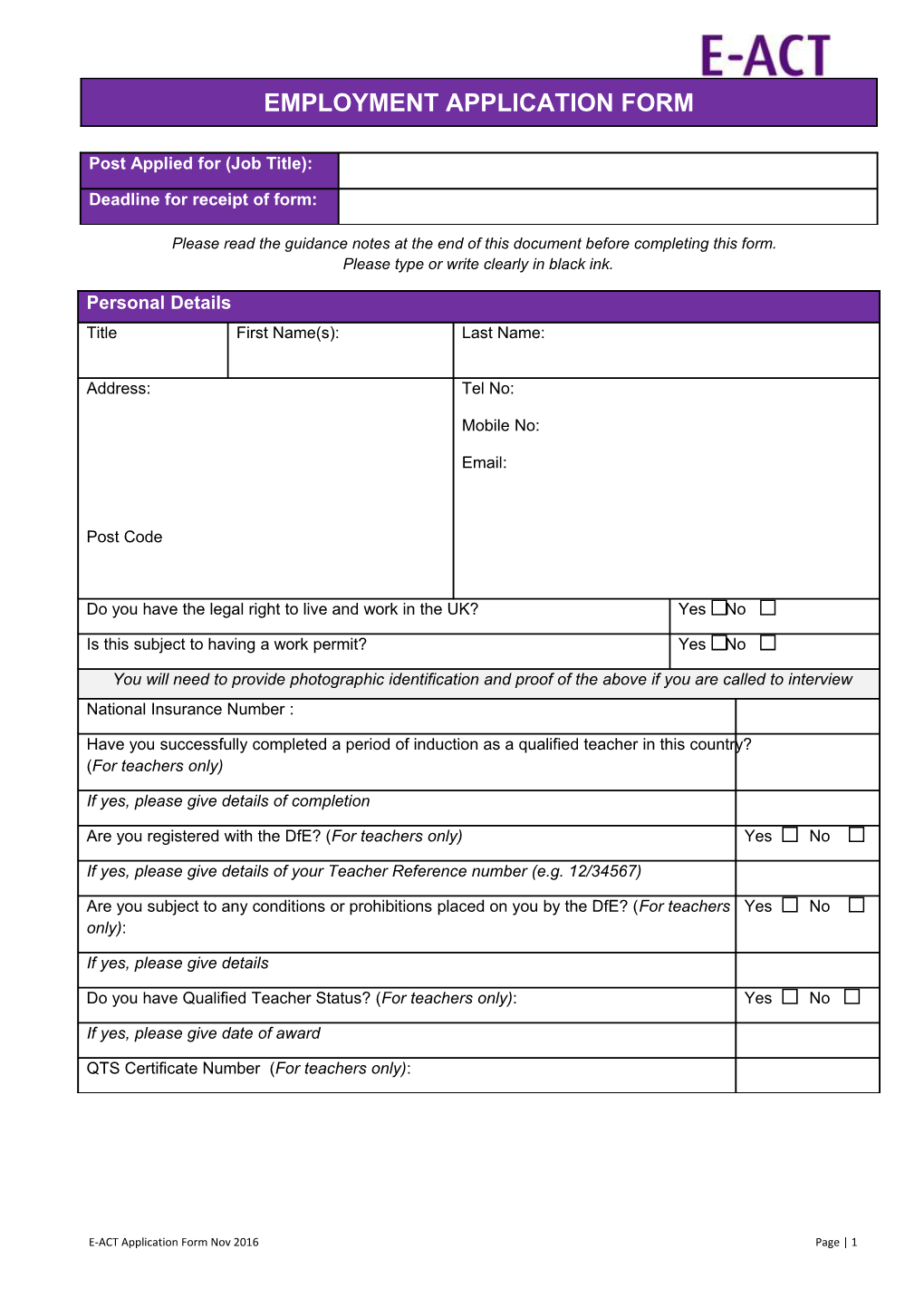 Please Read the Guidance Notes at the End of This Document Before Completing This Form