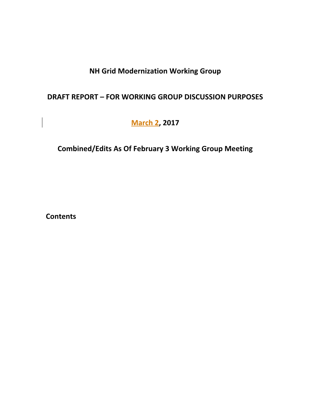 Draft Report for Working Group Discussion Purposes