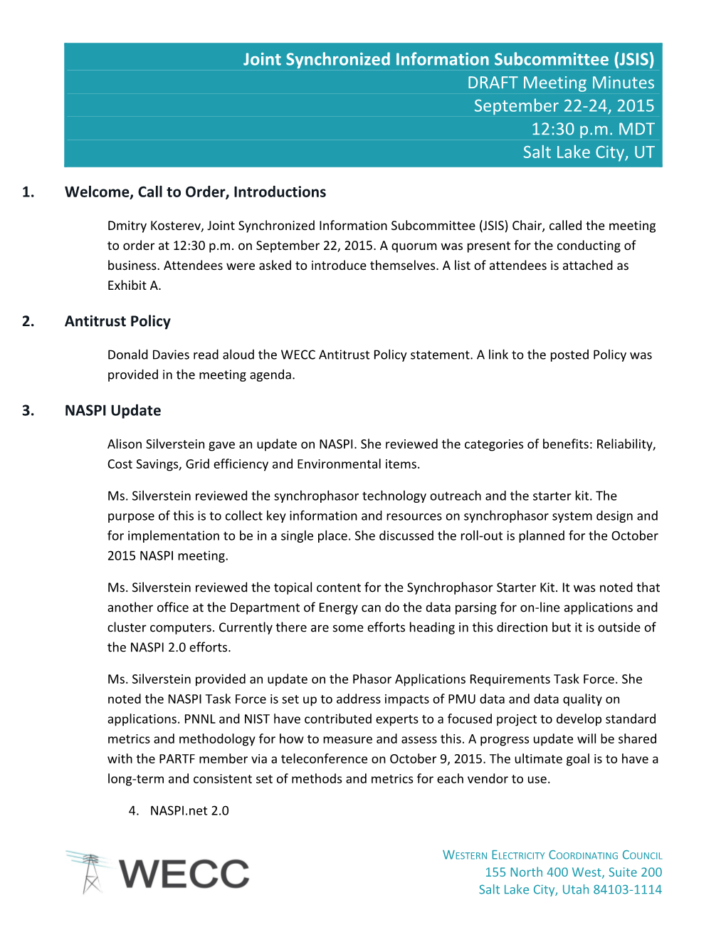 JSIS Meeting Minutes September 22-24, 201515