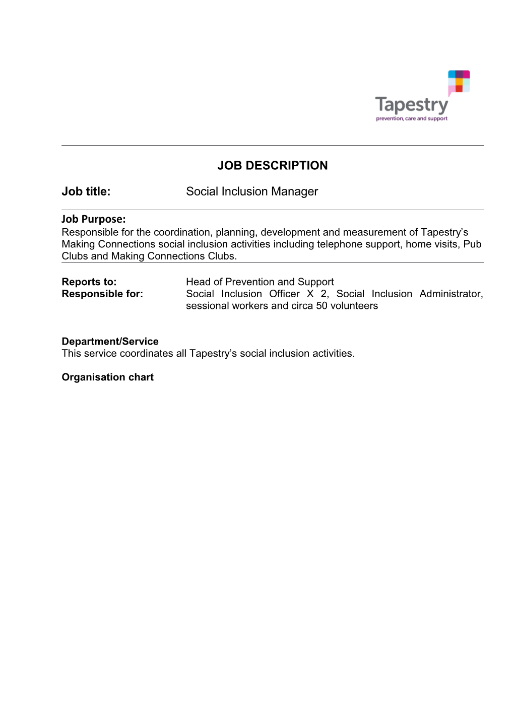 Job Title: Social Inclusion Manager