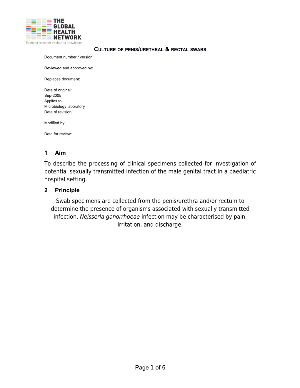 3.2 Specimen Transport and Storage