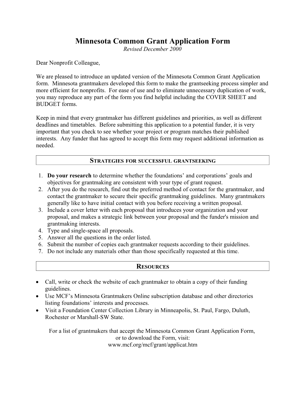 Grant Application Cover Sheet