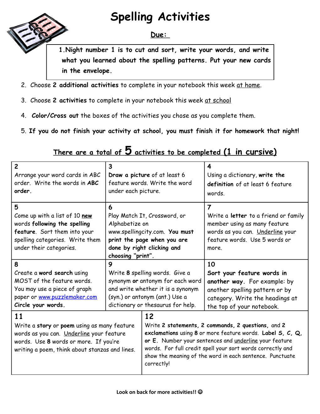 Spelling Activities s1