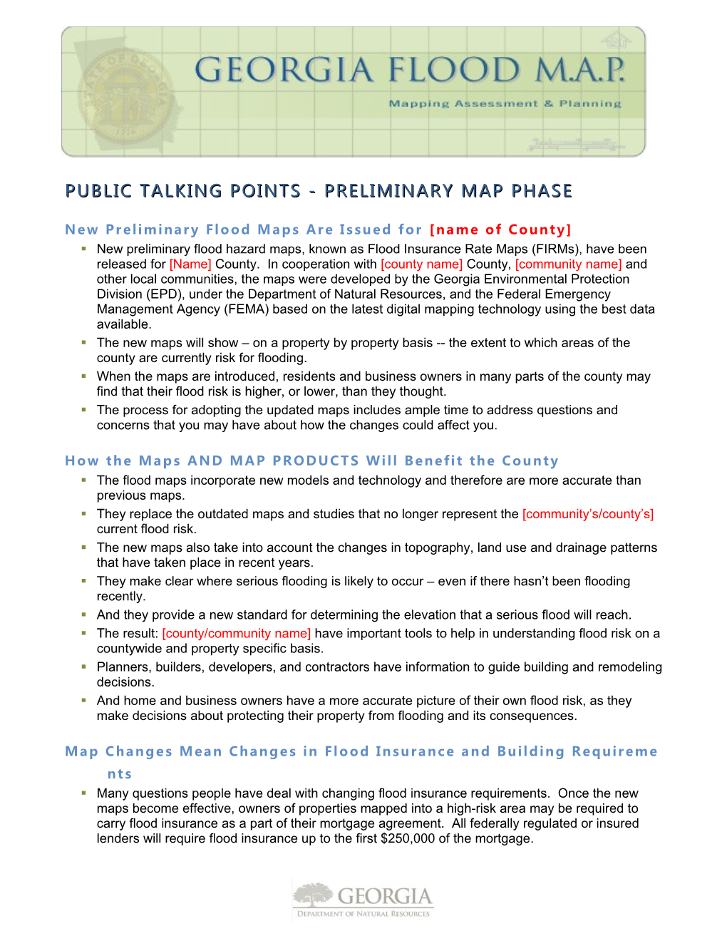 Public Talking Points-Preliminary Map Phase