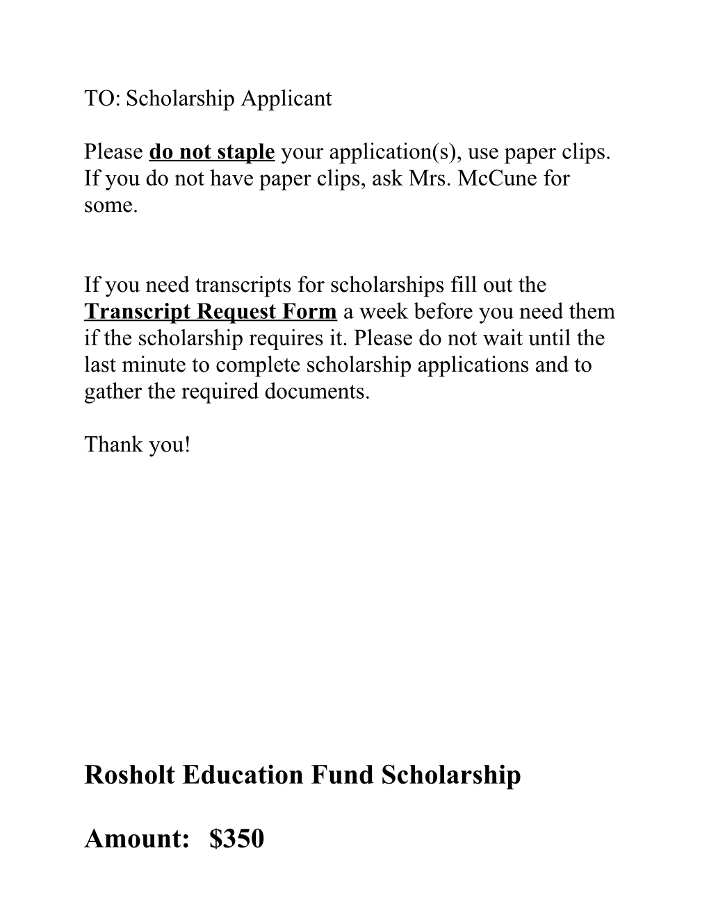 Rosholt Education Foundation, Inc