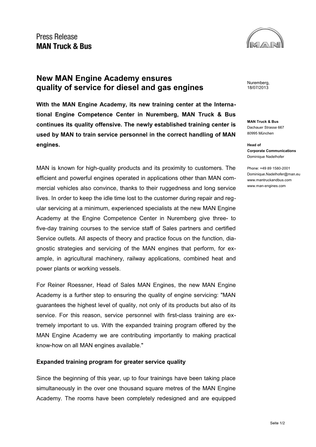 New MAN Engine Academy Ensures Quality of Service for Diesel and Gas Engines