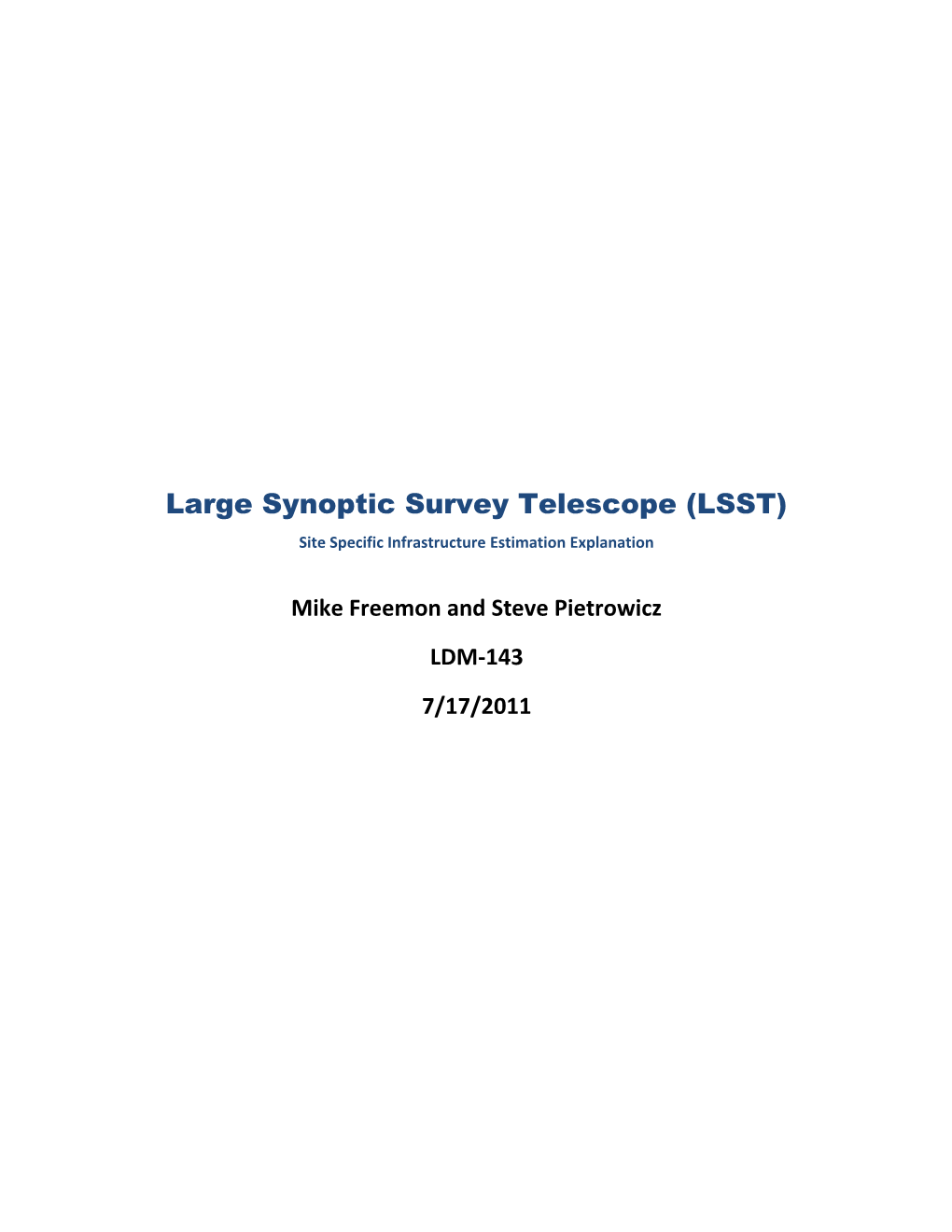 Large Synoptic Survey Telescope (LSST) s1