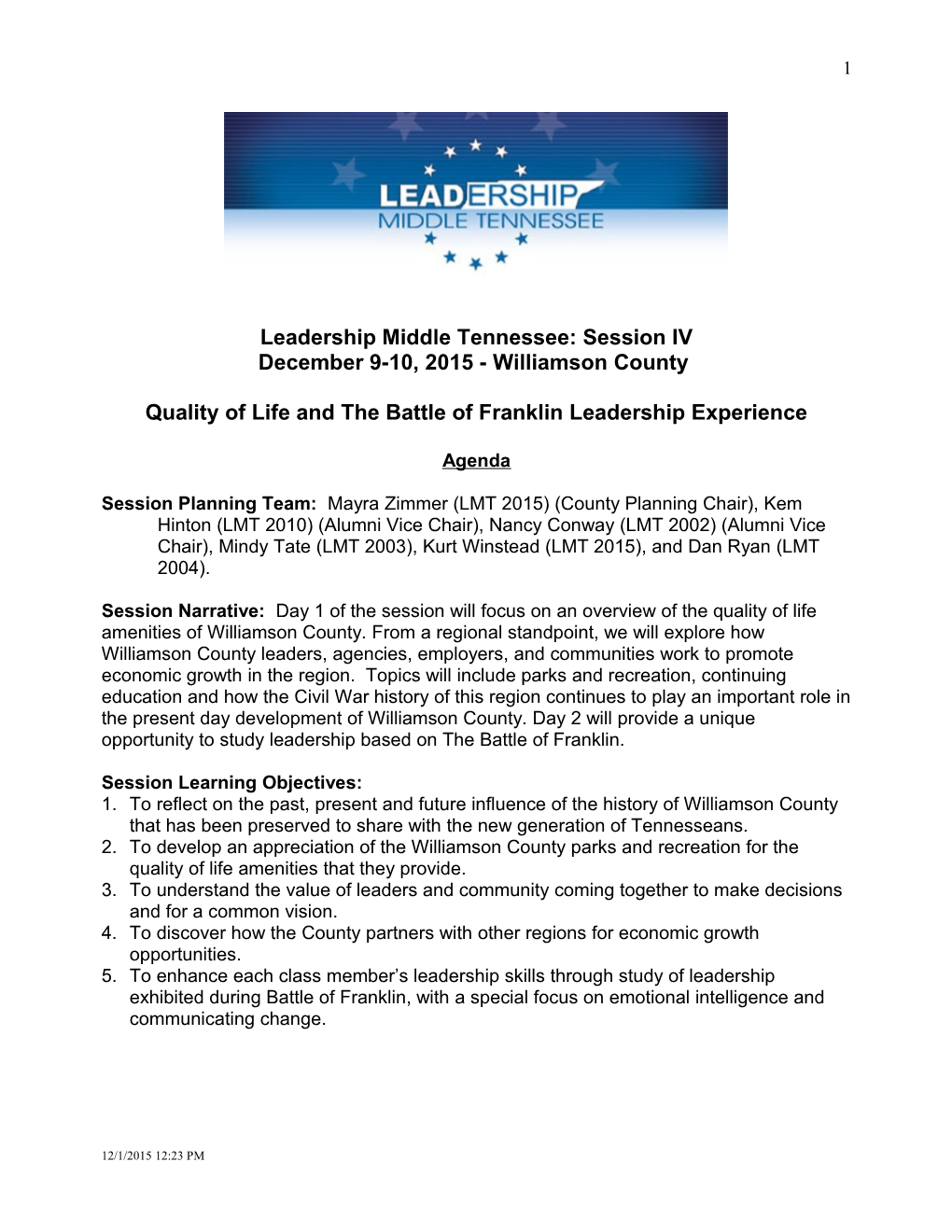 Leadership Middle Tennessee: Session IV