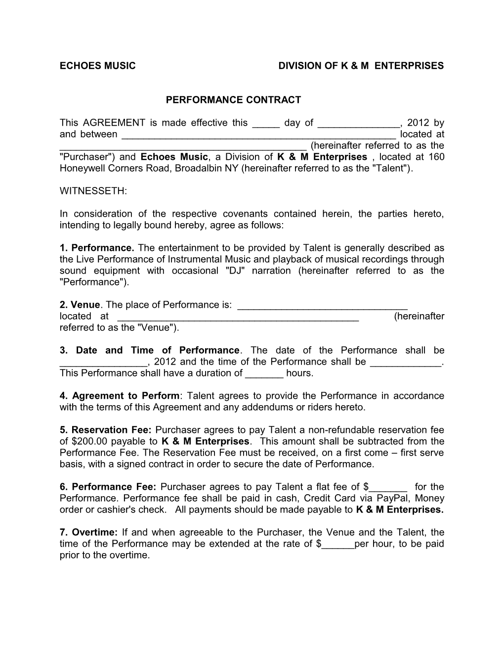 Dj Performance Contract (Mobile)