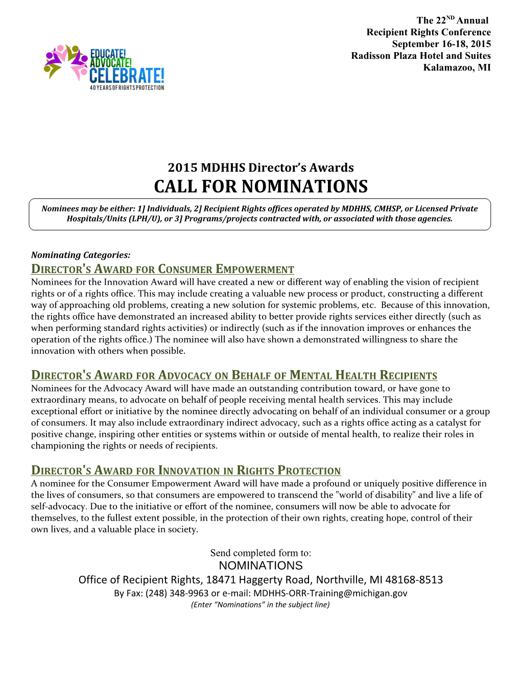 2013 Director's Awards Call for Nominations