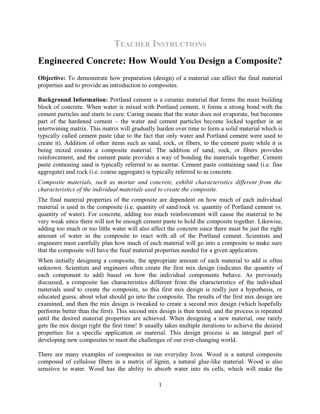 Engineered Concrete: How Would You Design a Composite?