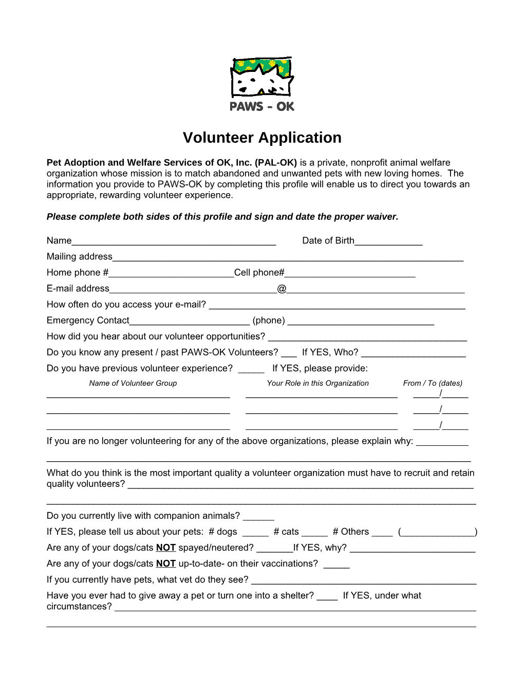 Volunteer Application s5