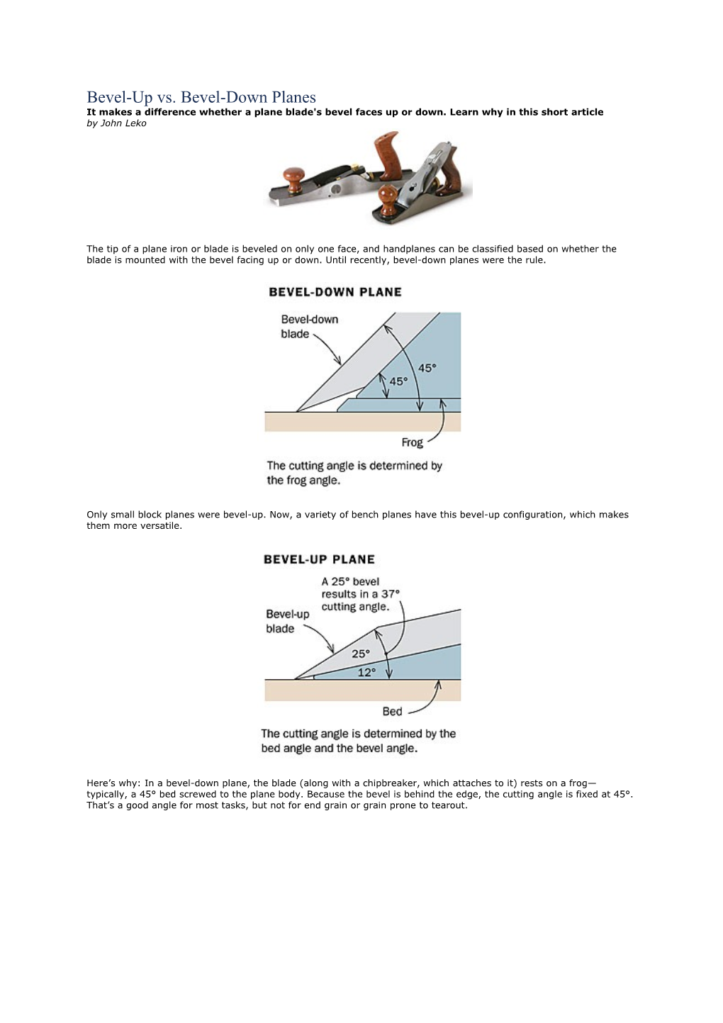 Bevel-Up Vs. Bevel-Down Planes