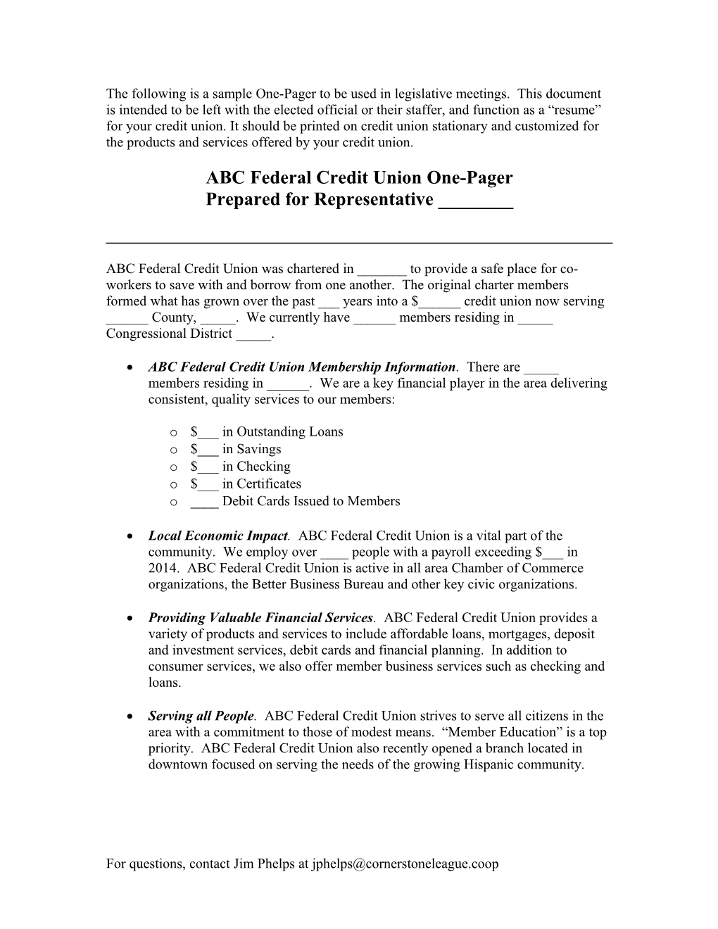 ABC Federal Credit Union One-Pager